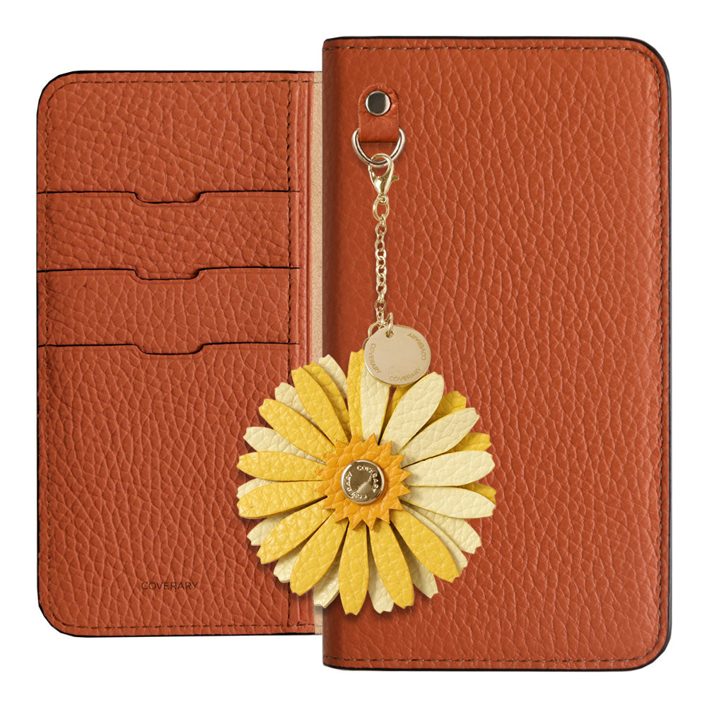 Genuine Leather 32 Colors Italian Shrink Leather Real Flower Charm Notebook Case AQUOS Series