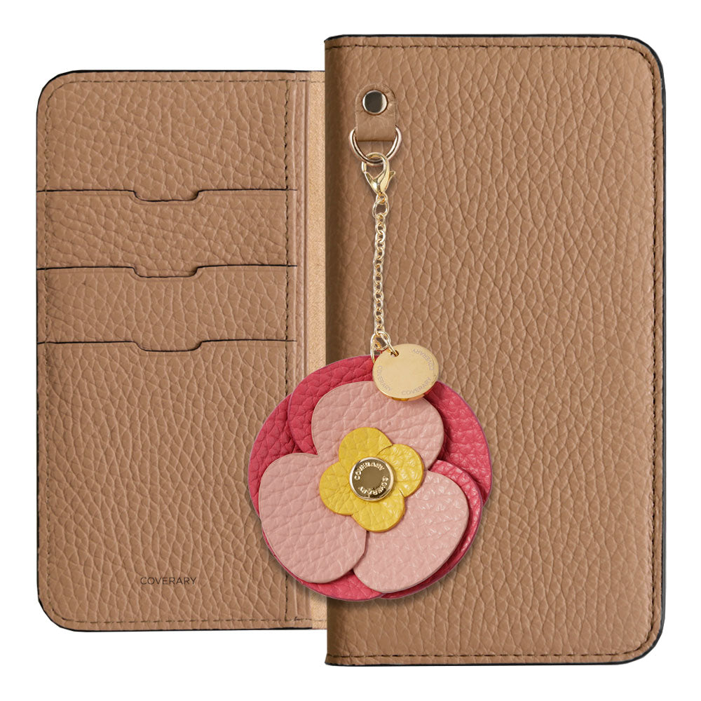Genuine Leather 32 Colors Italian Shrink Leather Real Flower Charm Notebook Case AQUOS Series