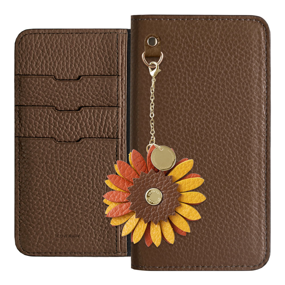 Genuine Leather 32 Colors Italian Shrink Leather Real Flower Charm Notebook Case AQUOS Series