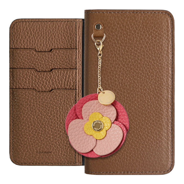 Genuine Leather 32 Colors Italian Shrink Leather Real Flower Charm Notebook Case AQUOS Series