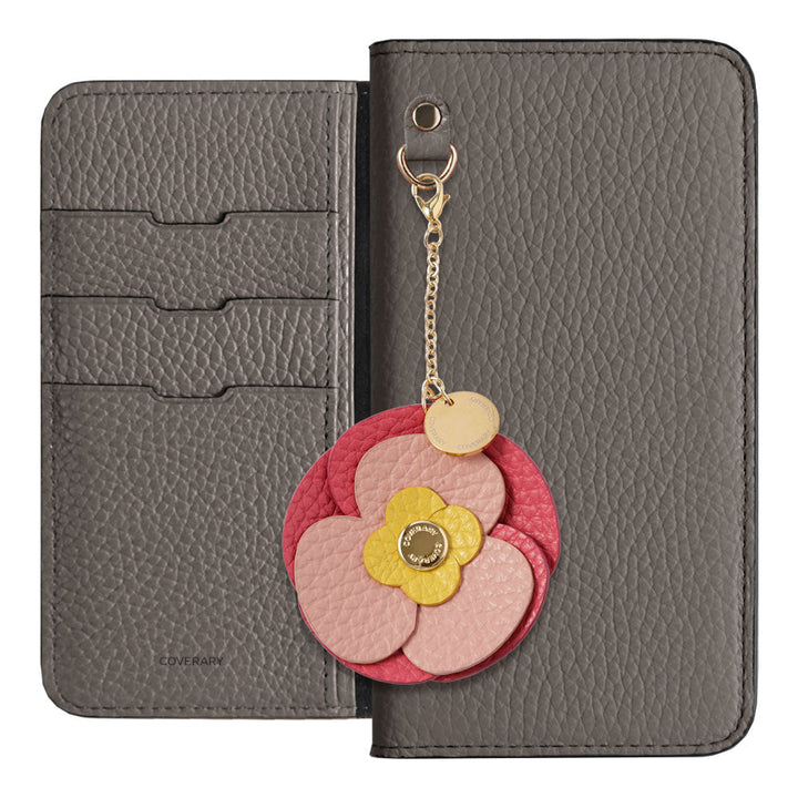 Genuine Leather 32 Colors Italian Shrink Leather Real Flower Charm Wallet Case Galaxy Series