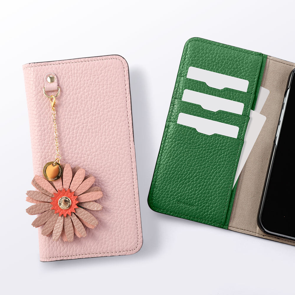 Genuine Leather 32 Colors Italian Shrink Leather Real Flower Charm Wallet Case Galaxy Series