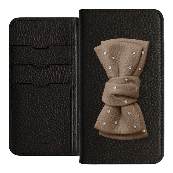 Genuine Leather 32 Colors Italian Shrink Leather Double Ribbon Decoration with Stone Notebook Case Galaxy Series