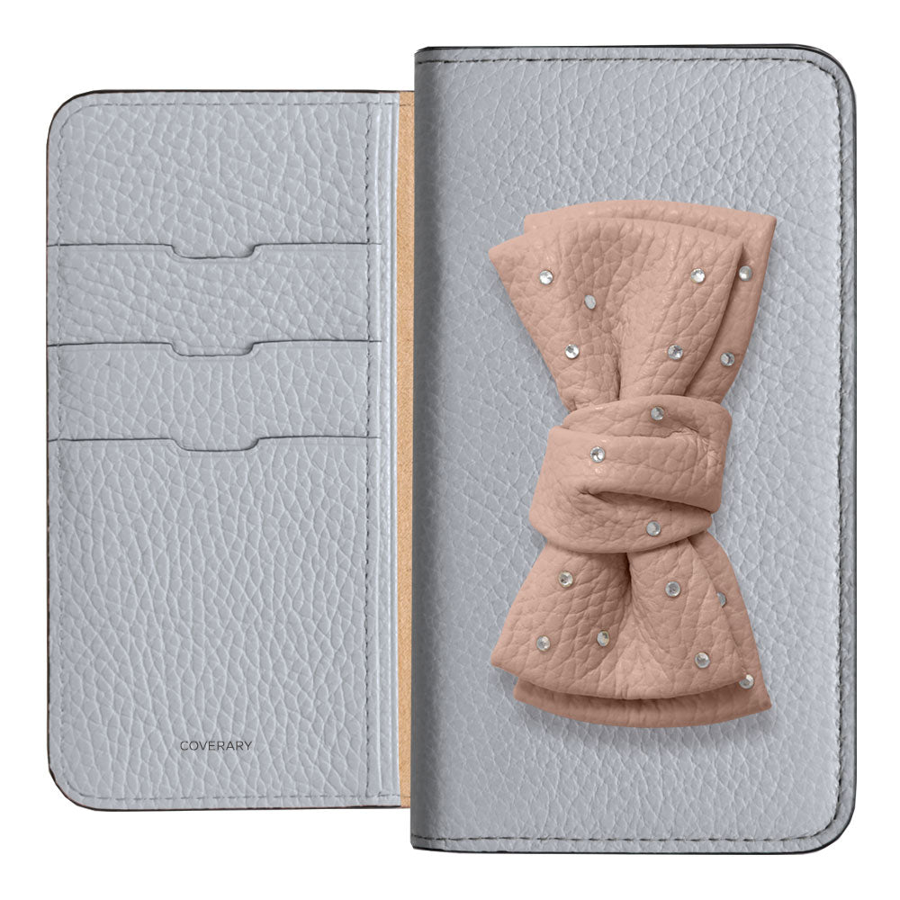 Genuine Leather 32 Colors Italian Shrink Leather Double Ribbon Decoration with Stone Notebook Case Galaxy Series