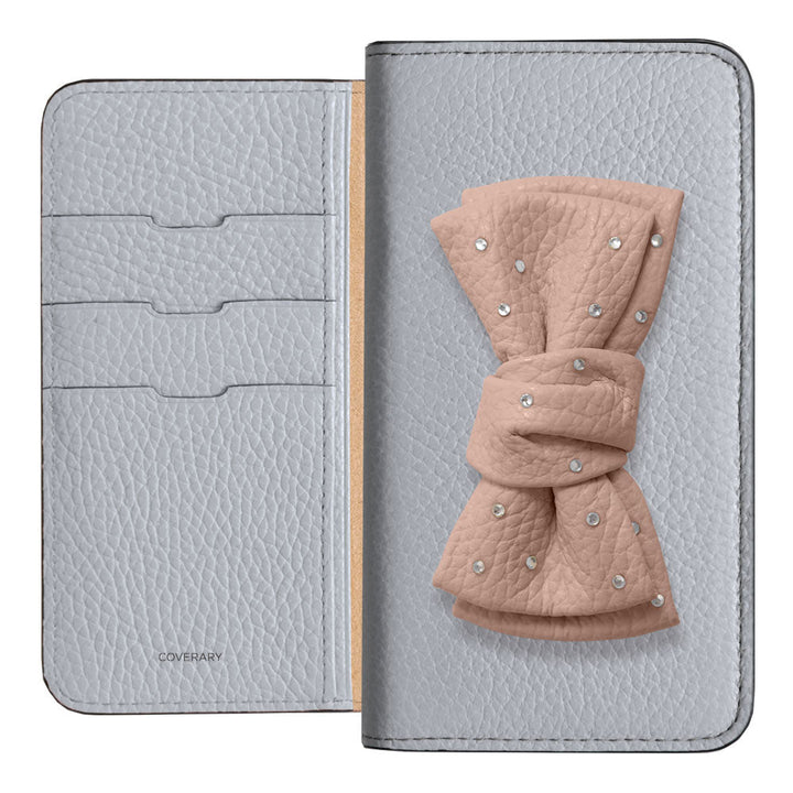 Genuine Leather 32 Colors Italian Shrink Leather Double Ribbon Decoration with Stone Notebook Case Galaxy Series