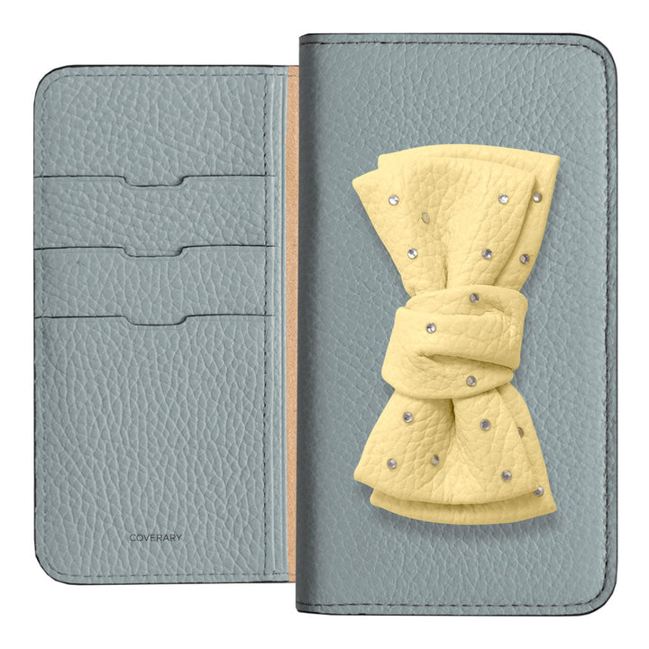 Genuine Leather 32 Colors Italian Shrink Leather Double Ribbon Decoration with Stone Notebook Case Galaxy Series