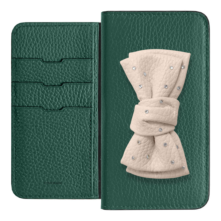 Genuine Leather 32 Colors Italian Shrink Leather Double Ribbon Decoration with Stone Notebook Case for Google Pixel Series