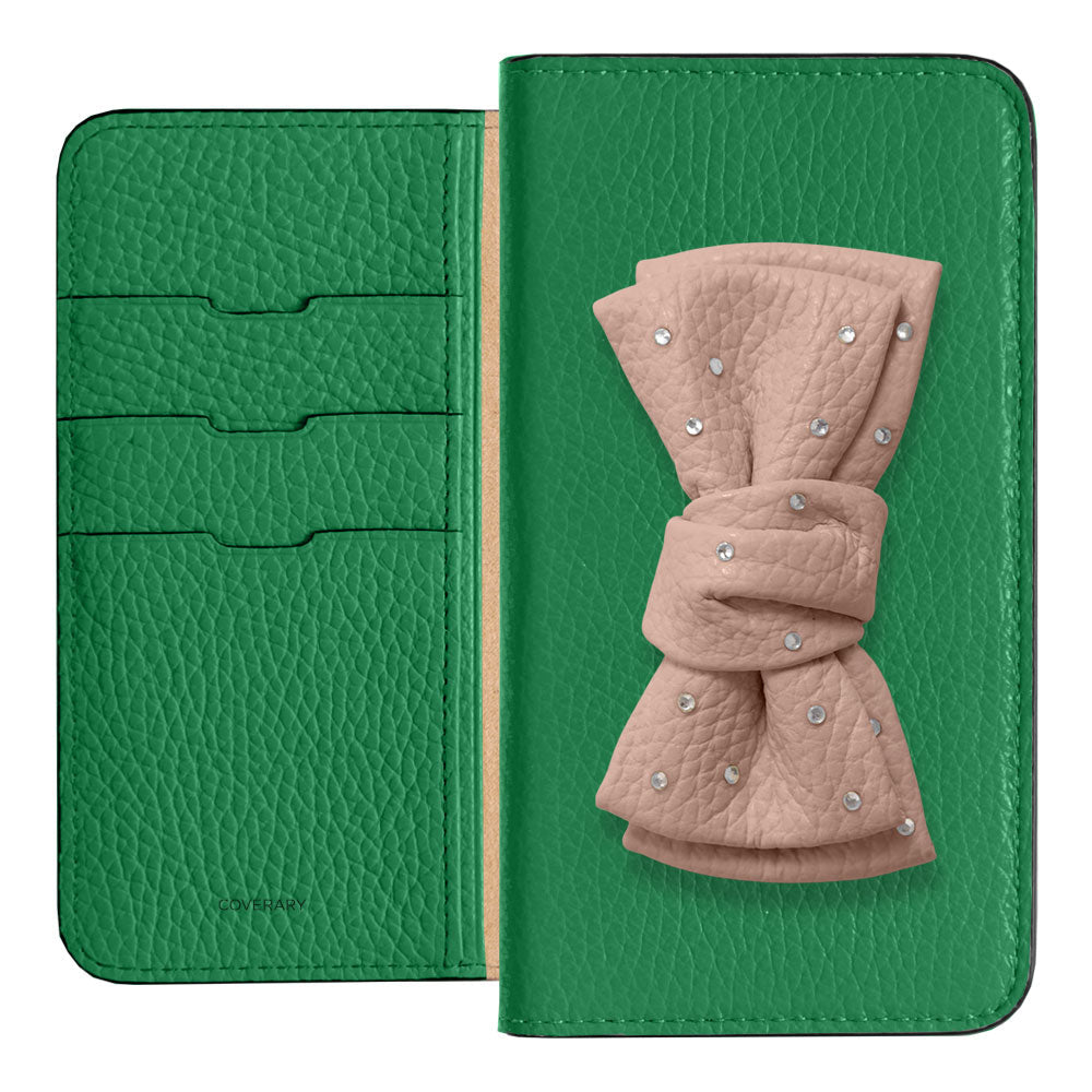 Genuine Leather 32 Colors Italian Shrink Leather Double Ribbon Decoration with Stone Notebook Case for Google Pixel Series