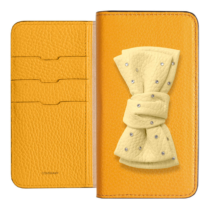 Genuine Leather 32 Colors Italian Shrink Leather Double Ribbon Decoration with Stone Notebook Case for Google Pixel Series