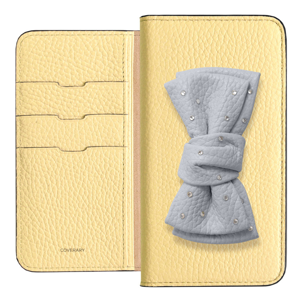 Genuine Leather 32 Colors Italian Shrink Leather Double Ribbon Decoration with Stone Notebook Case Galaxy Series