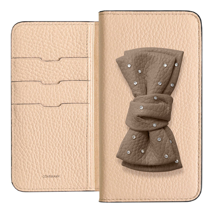 Genuine Leather 32 Colors Italian Shrink Leather Double Ribbon Decoration with Stone Notebook Case Galaxy Series