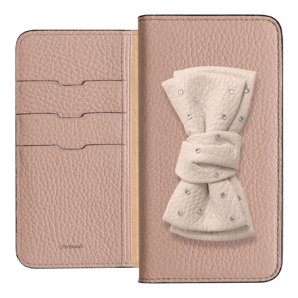 Genuine Leather 32 Colors Italian Shrink Leather Double Ribbon Decoration with Stone Notebook Case Galaxy Series