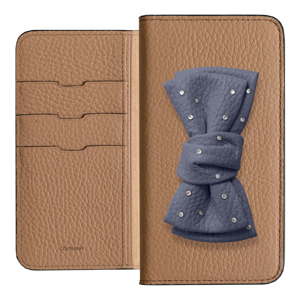 Genuine Leather 32 Colors Italian Shrink Leather Double Ribbon Decoration with Stone Notebook Case for Google Pixel Series