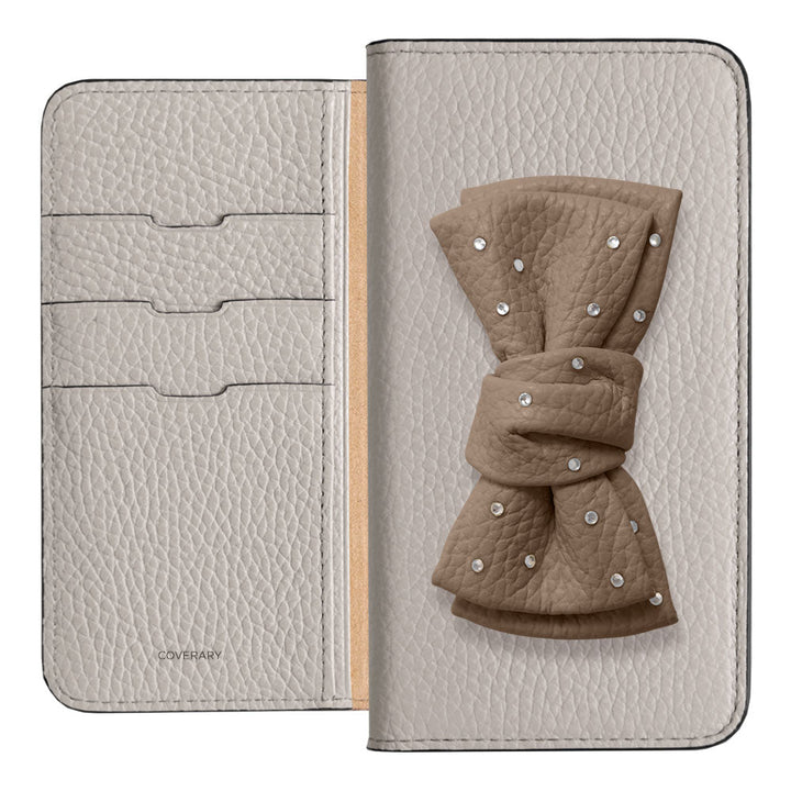 Genuine Leather 32 Colors Italian Shrink Leather Double Ribbon Decoration with Stone Notebook Case for Google Pixel Series