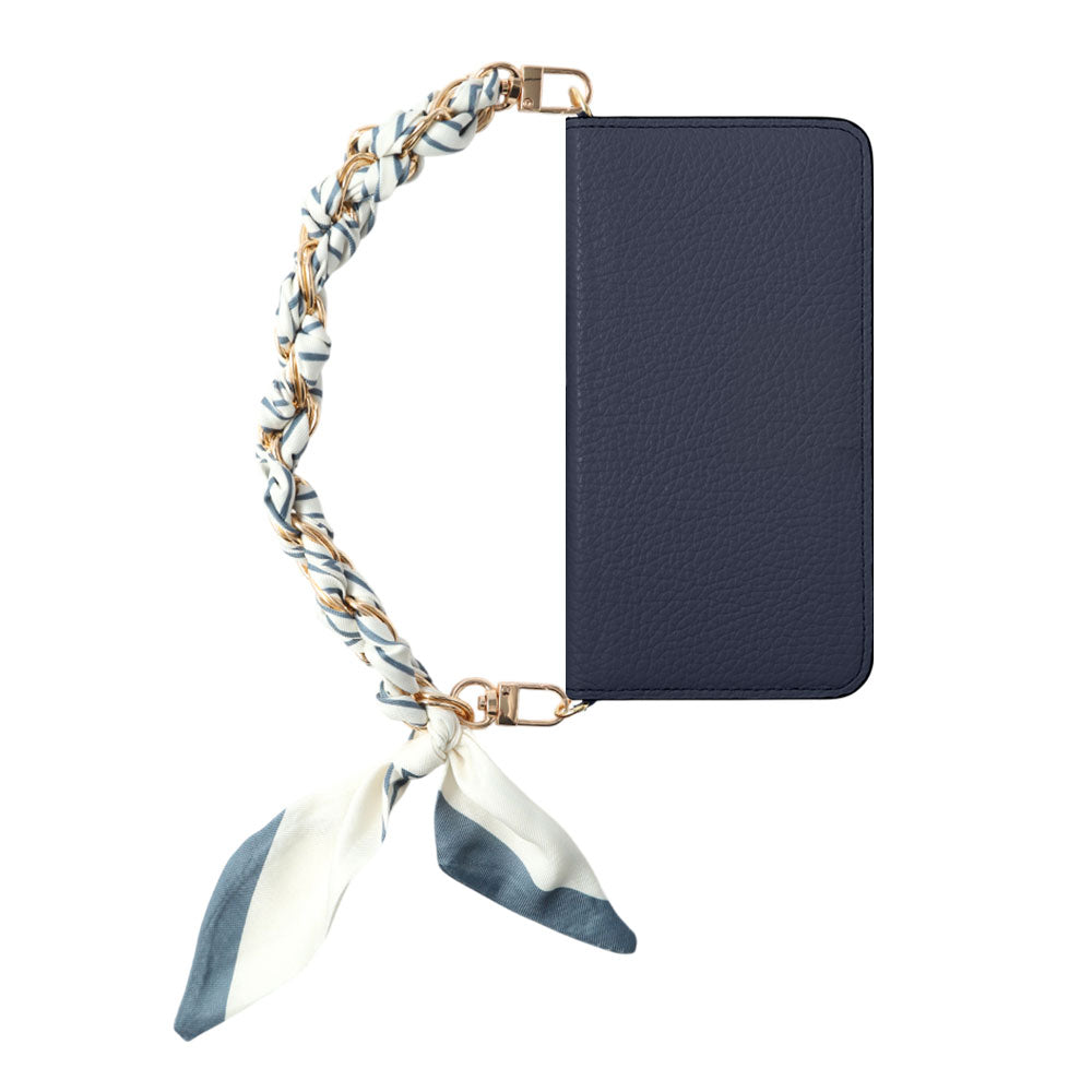 Genuine Leather 32 Colors Italian Shrink Leather Scarf Chain Hand Strap with Wallet Case for AQUOS Series