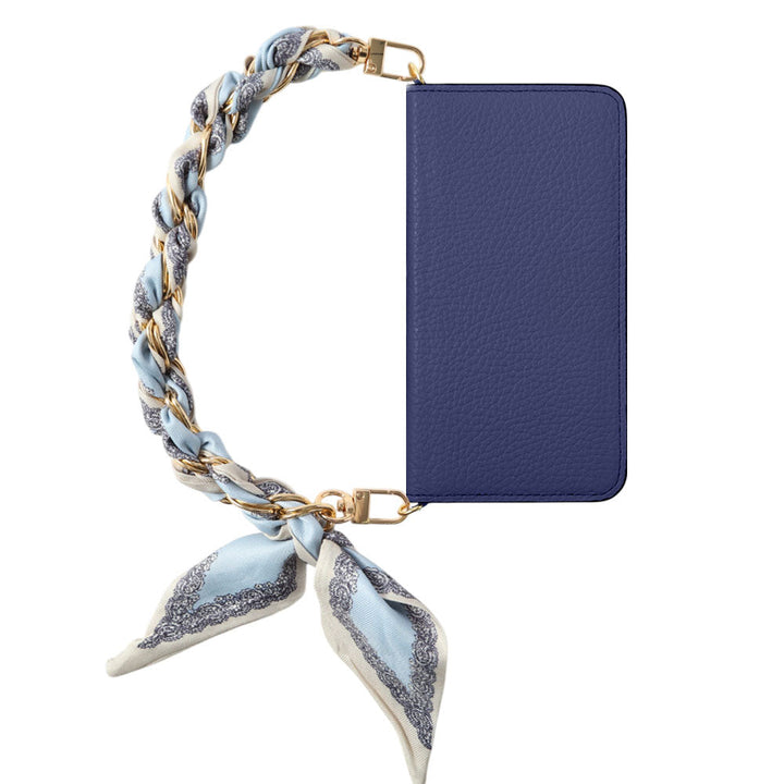 Genuine Leather 32 Colors Italian Shrink Leather Scarf Chain Hand Strap with Wallet Case for AQUOS Series