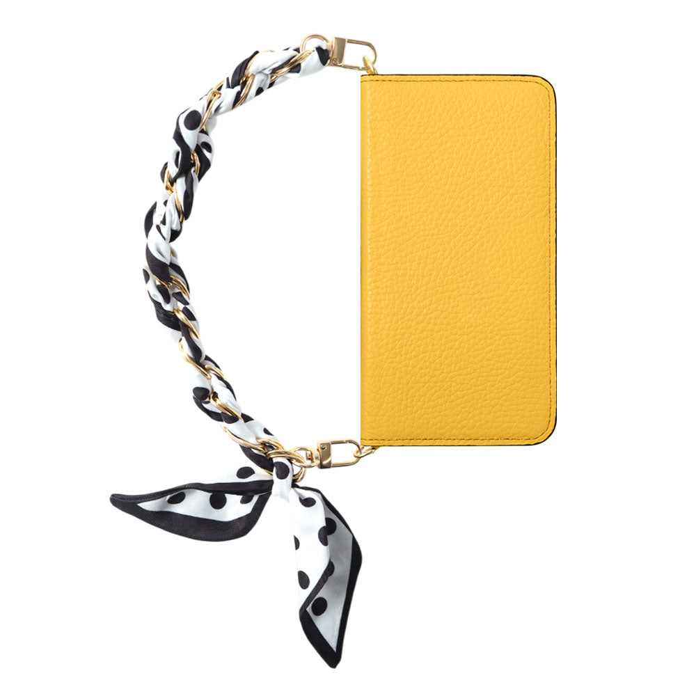 Genuine Leather 32 Colors Italian Shrink Leather Scarf Chain Hand Strap with Wallet Case for AQUOS Series