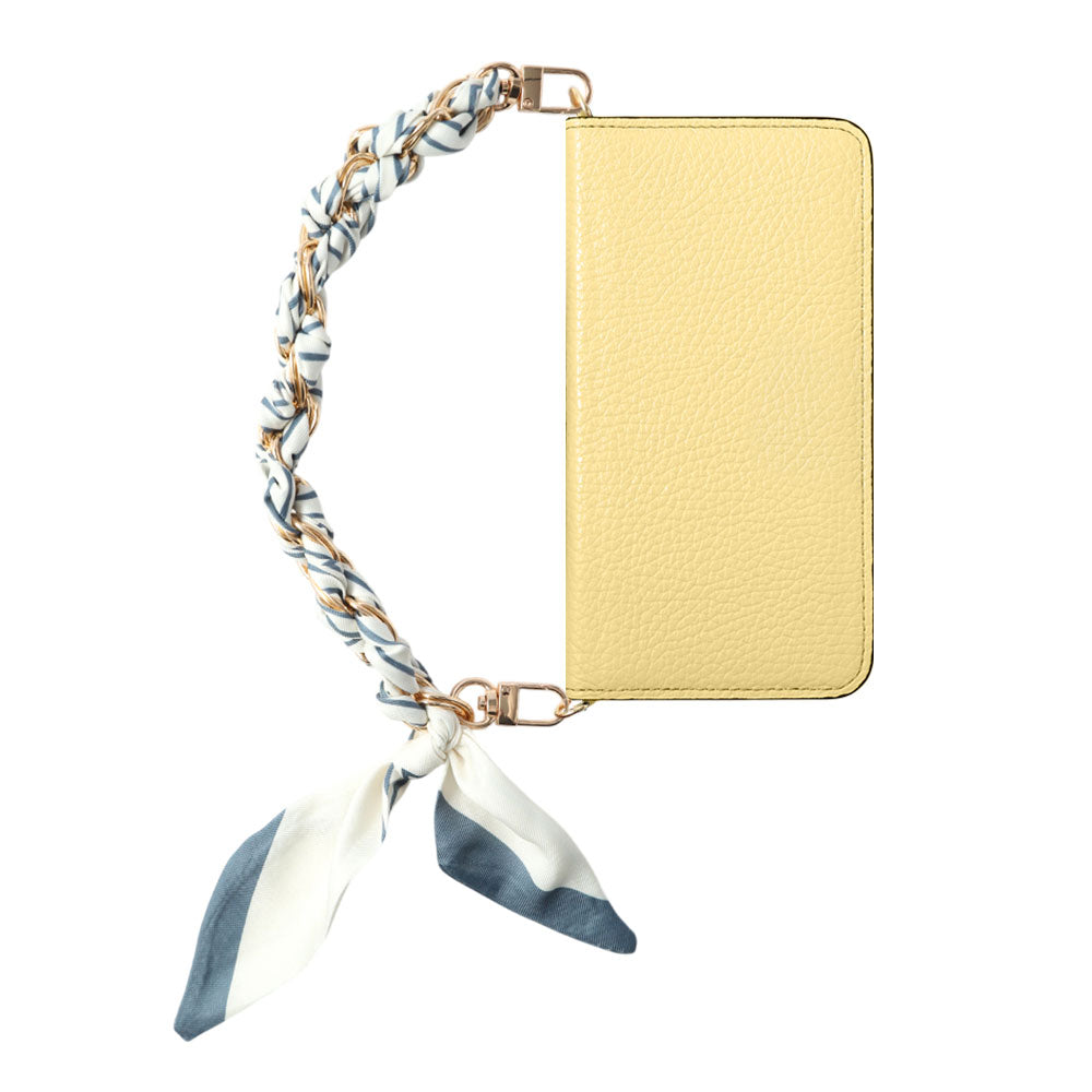 Genuine Leather 32 Colors Italian Shrink Leather Scarf Chain Hand Strap with Wallet Case for AQUOS Series
