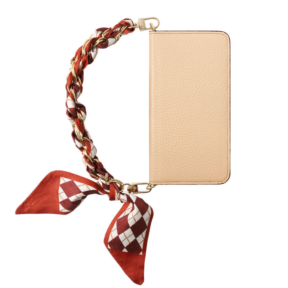 Genuine Leather 32 Colors Italian Shrink Leather Scarf Chain Hand Strap with Wallet Case for AQUOS Series