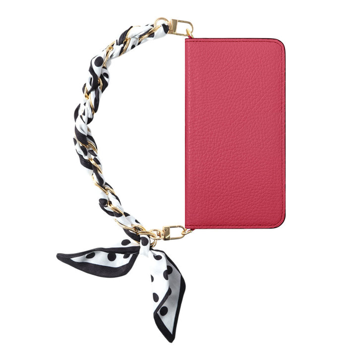 Genuine Leather 32 Colors Italian Shrink Leather Scarf Chain Hand Strap with Wallet Case for AQUOS Series