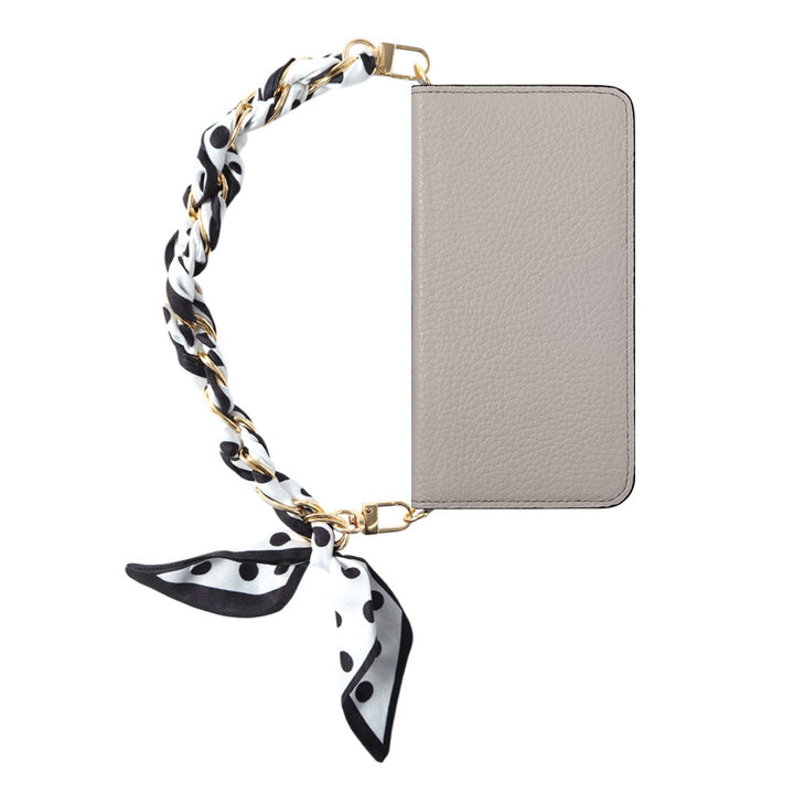 Genuine Leather 32 Colors Italian Shrink Leather Scarf Chain Hand Strap with Wallet Case for AQUOS Series