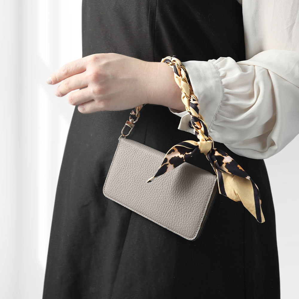 Genuine Leather 32 Colors Italian Shrink Leather Scarf Chain Hand Strap with Wallet Case for AQUOS Series