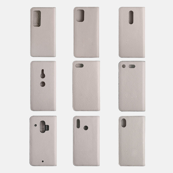 Genuine leather 32 colors Italian shrink leather Initial flower decoration notebook-style case Xperia series