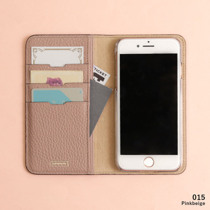 Genuine leather 32 colors Italian shrink leather Initial flower decoration notebook-style case Xperia series