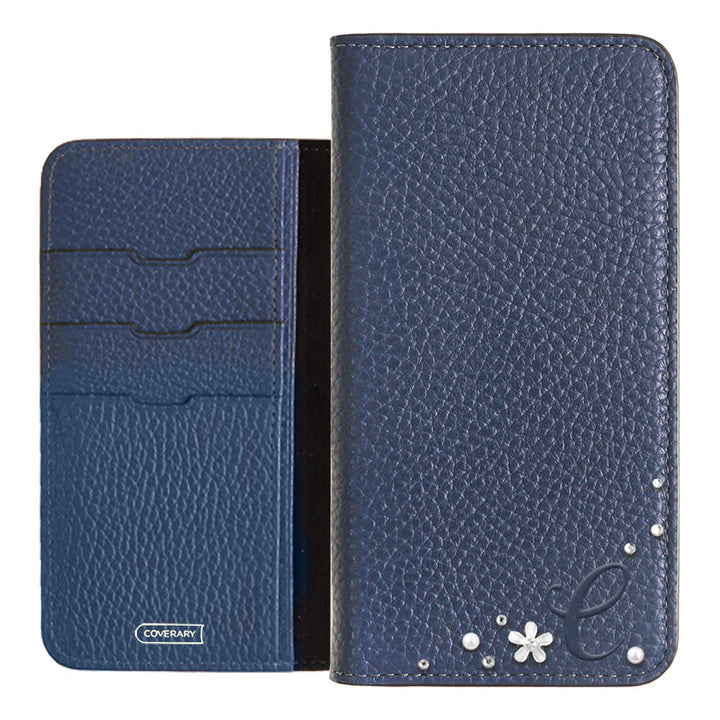 Genuine leather 32 colors Italian shrink leather Initial flower decoration notebook-style case Google Pixel series