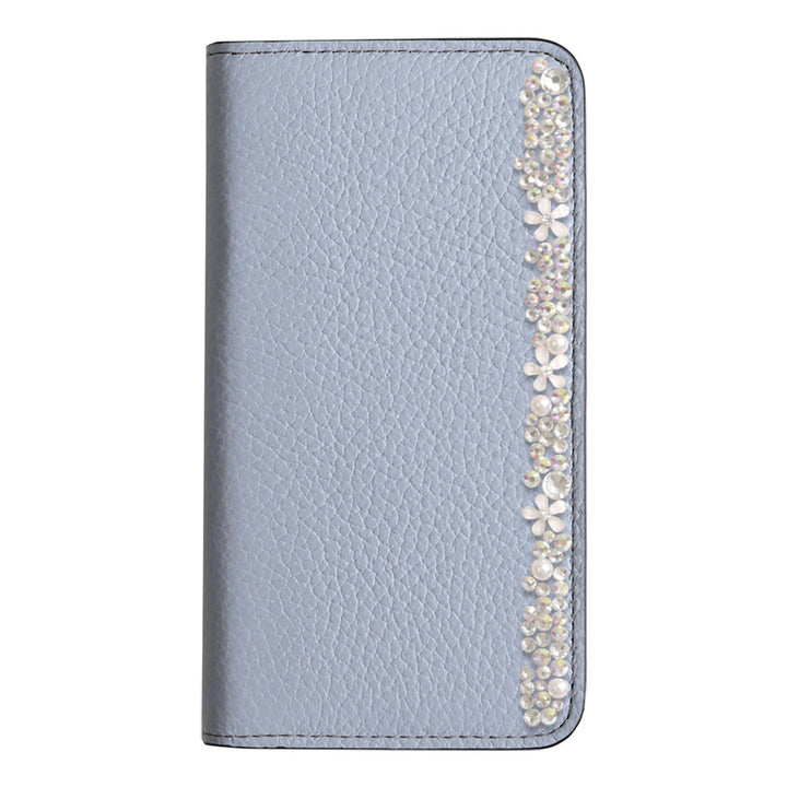 本革 32色 イタリアンシュリンクレザー フラワーデコ 手帳型ケース