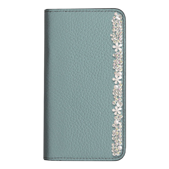 Genuine leather 32 colors Italian shrink leather flower decoration notebook-style case Xperia series
