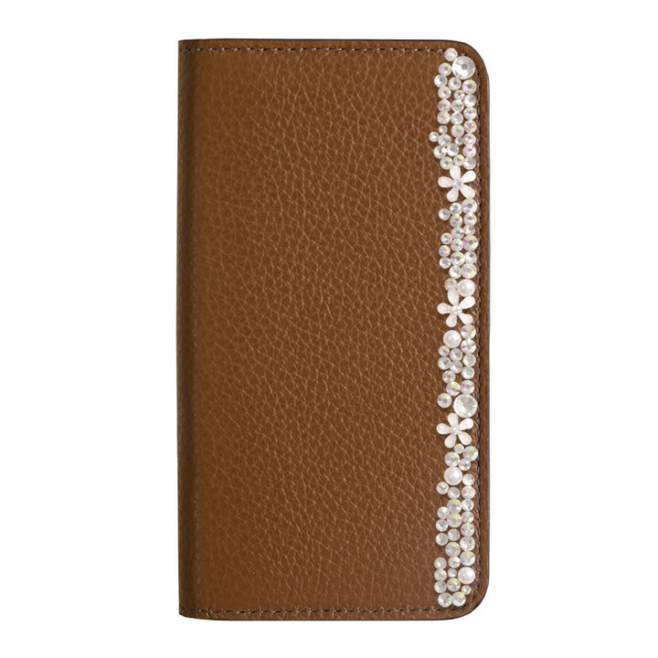 Genuine leather 32 colors Italian shrink leather flower decoration notebook-style case Xperia series