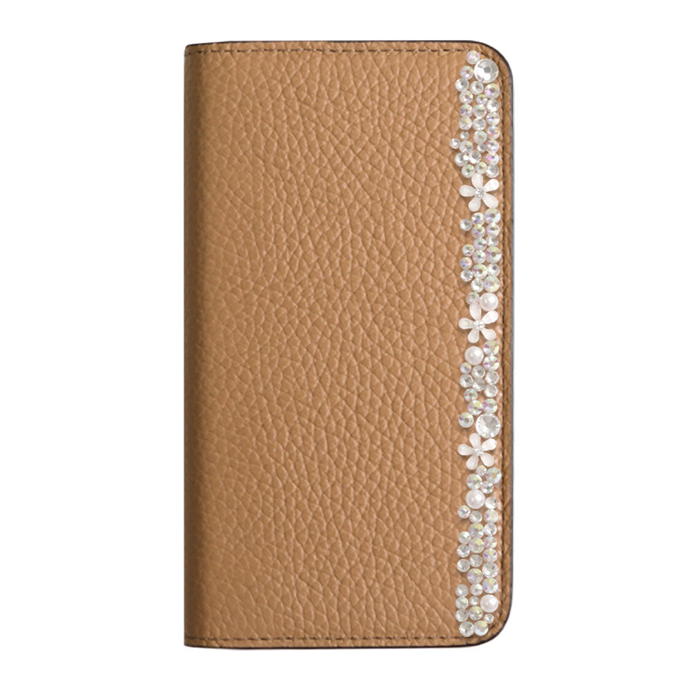 Genuine leather 32 colors Italian shrink leather flower decoration notebook-style case iPhone series
