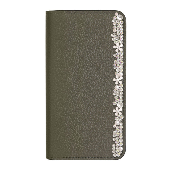 Genuine leather 32 colors Italian shrink leather flower decoration notebook-style case Xperia series