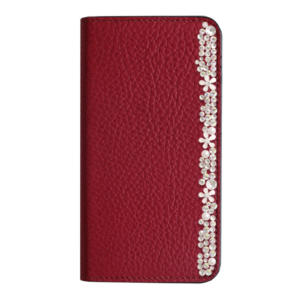 Genuine leather 32 colors Italian shrink leather flower decoration notebook-style case Xperia series