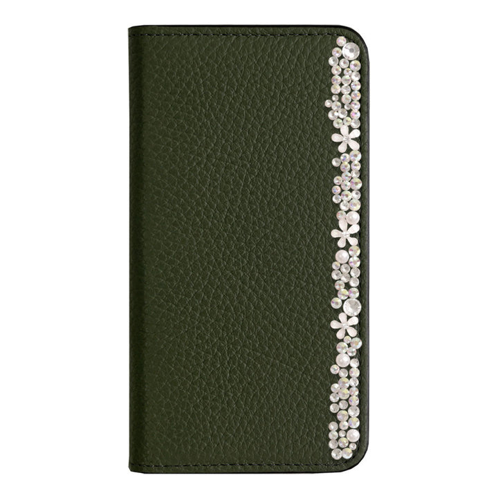 Genuine leather 32 colors Italian shrink leather flower decoration notebook-style case iPhone series