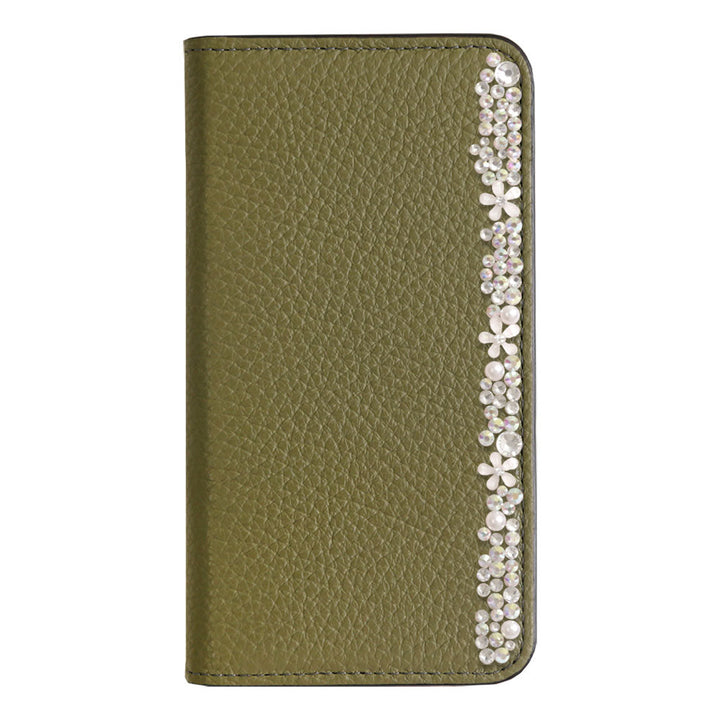 Genuine leather 32 colors Italian shrink leather flower decoration notebook-style case iPhone series