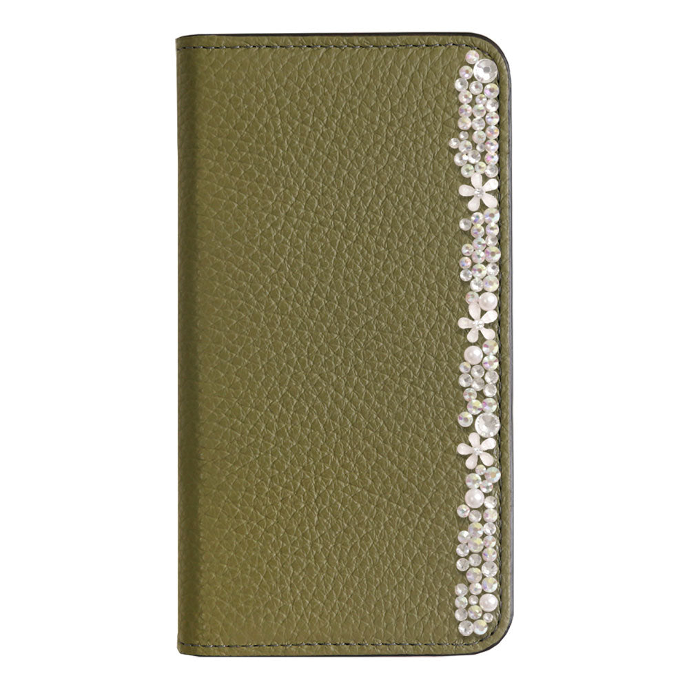 Genuine leather 32 colors Italian shrink leather flower decoration notebook-style case Xperia series