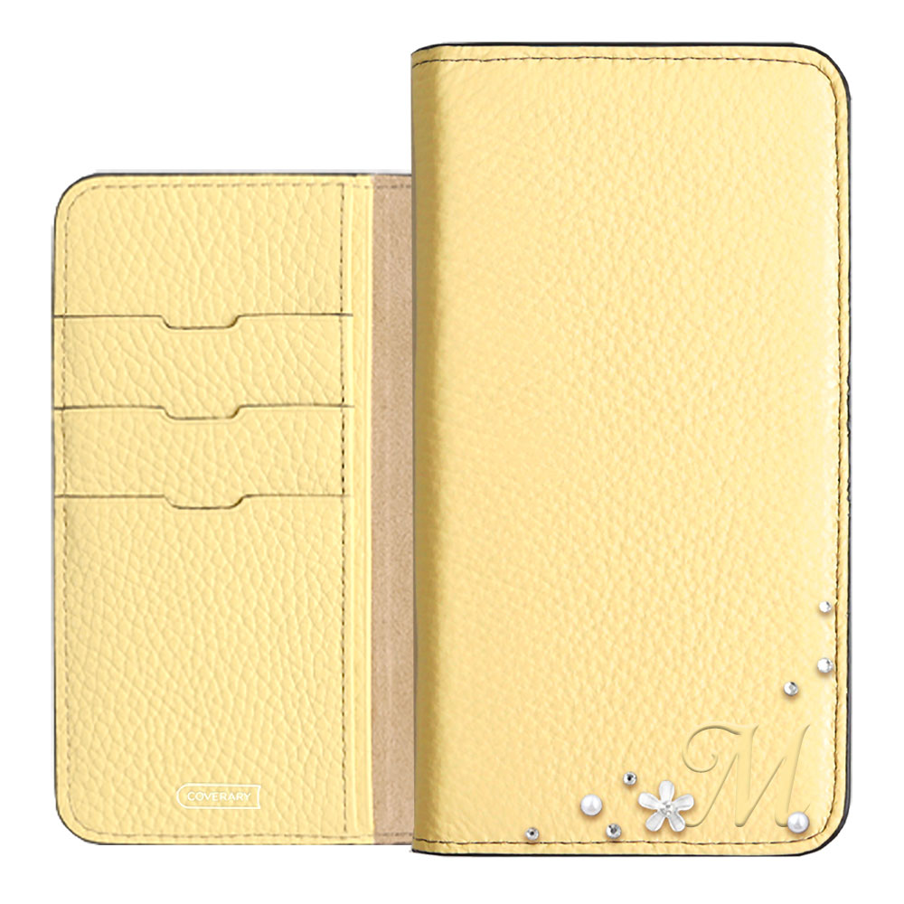 Genuine leather 32 colors Italian shrink leather Initial flower decoration notebook-style case Google Pixel series