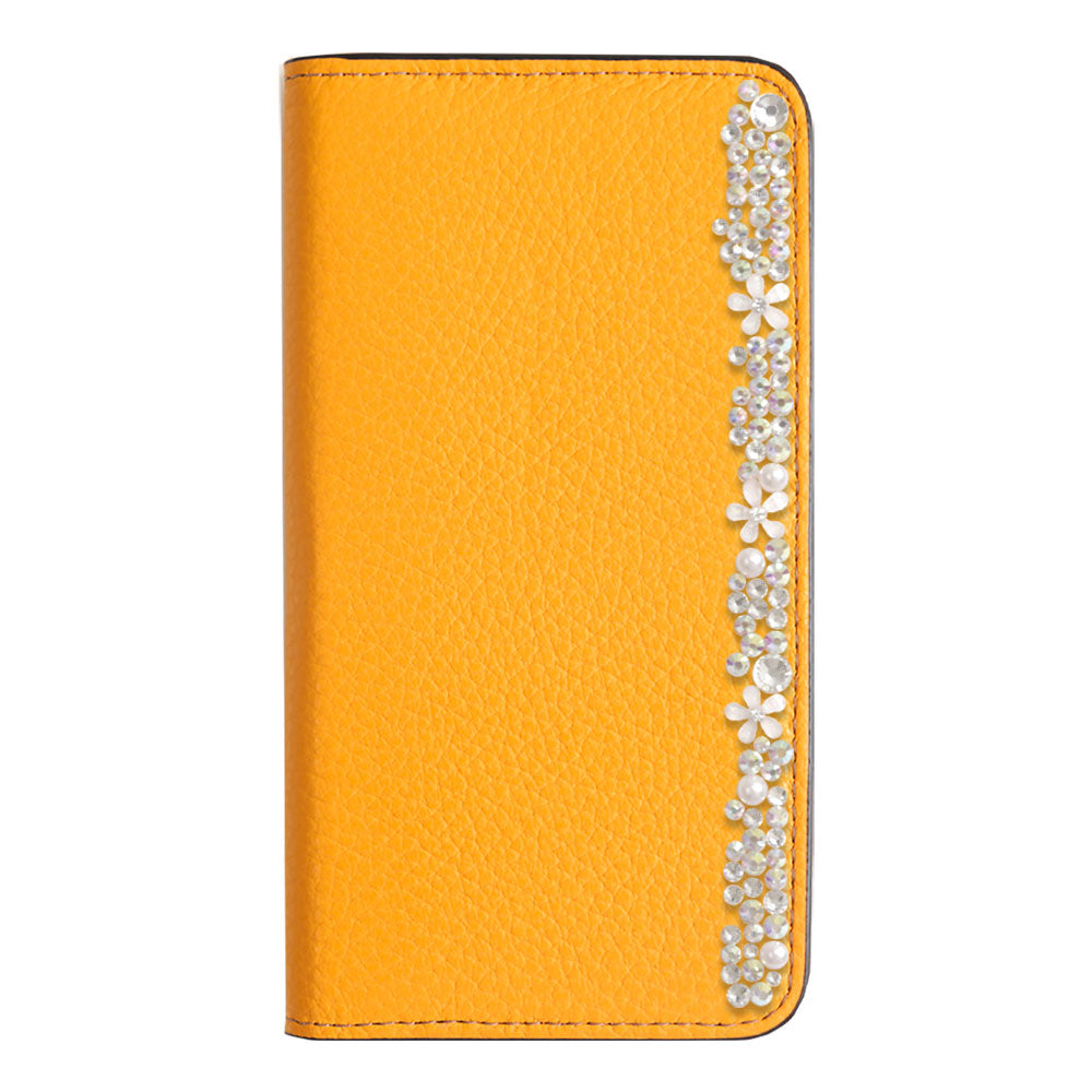 Genuine leather 32 colors Italian shrink leather flower decoration notebook-style case Xperia series