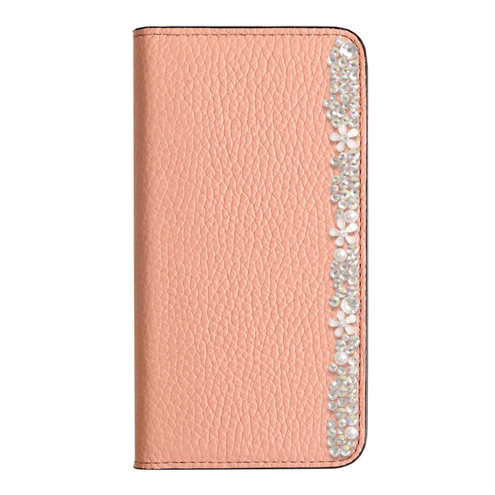 Genuine leather 32 colors Italian shrink leather flower decoration notebook-style case iPhone series