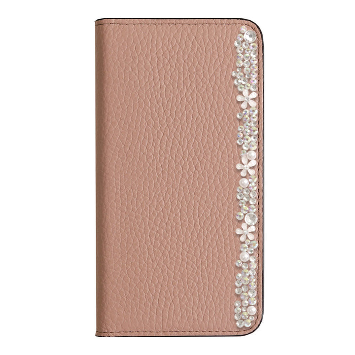 Genuine leather 32 colors Italian shrink leather flower decoration notebook-style case iPhone series