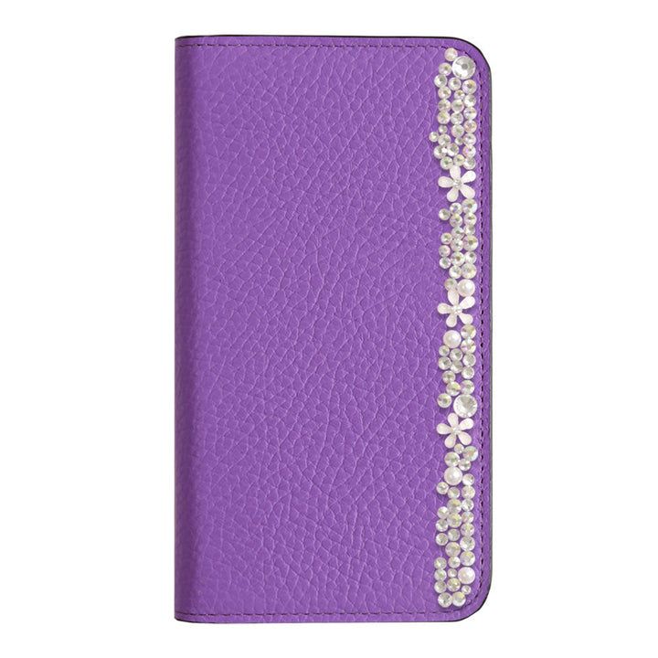 Genuine leather 32 colors Italian shrink leather flower decoration notebook-style case Xperia series