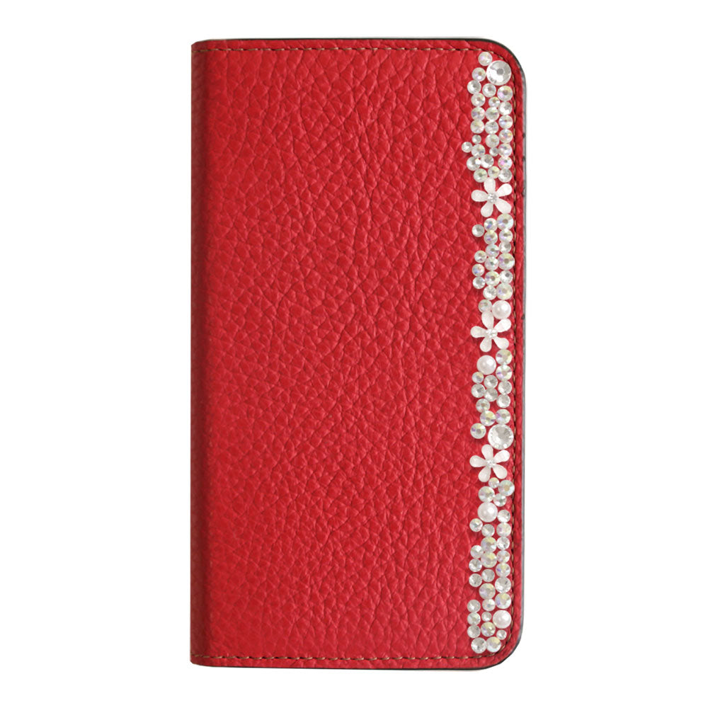 Genuine leather 32 colors Italian shrink leather flower decoration notebook-style case Xperia series
