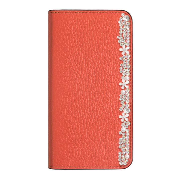 Genuine leather 32 colors Italian shrink leather flower decoration notebook-style case Xperia series