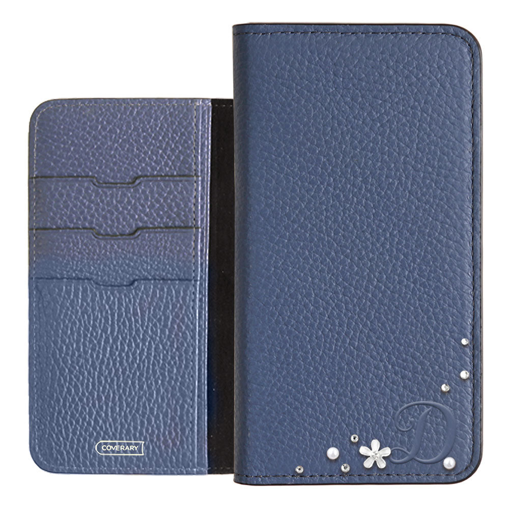 Genuine leather 32 colors Italian shrink leather Initial flower decoration notebook-style case Google Pixel series