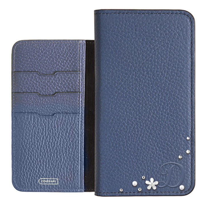 Genuine leather 32 colors Italian shrink leather Initial flower decoration notebook-style case Google Pixel series