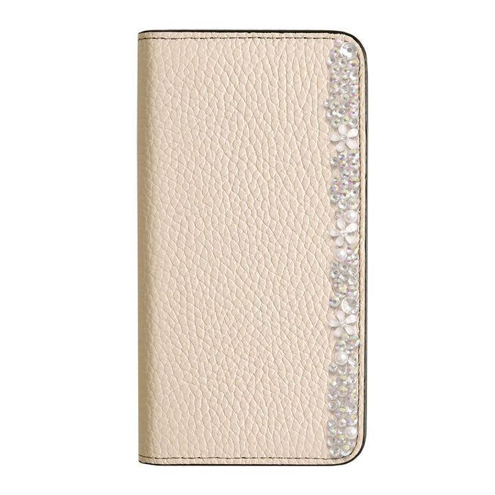 Genuine leather 32 colors Italian shrink leather flower decoration notebook-style case iPhone series