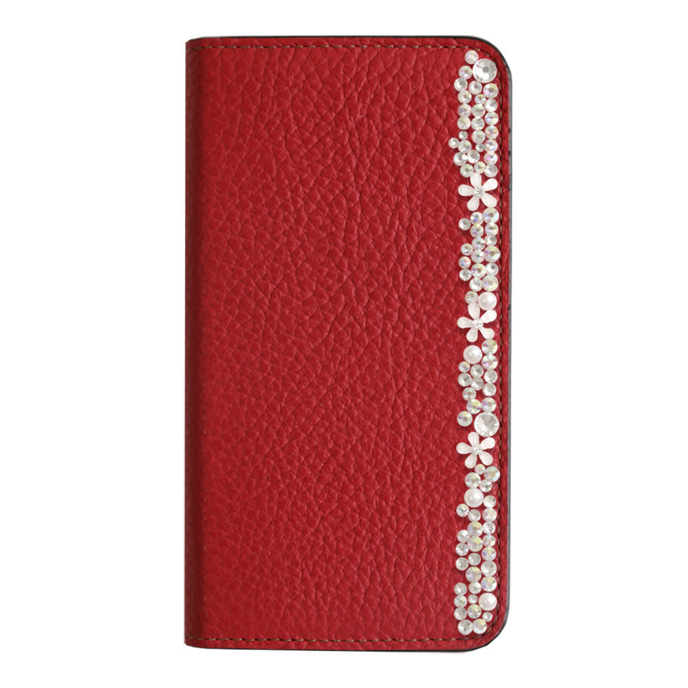 Genuine leather 32 colors Italian shrink leather flower decoration notebook-style case iPhone series