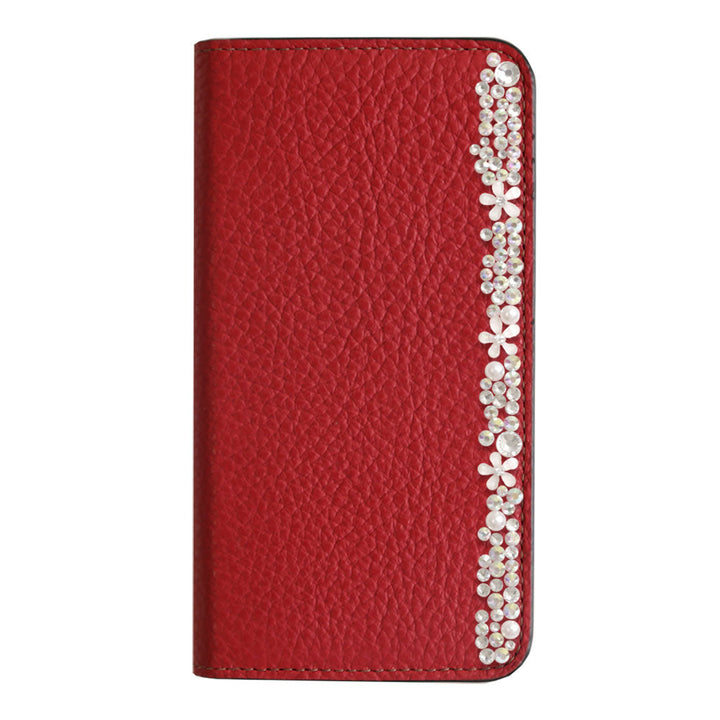 Genuine leather 32 colors Italian shrink leather flower decoration notebook-style case Xperia series